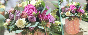 Мастер-класс по флористике &quot;Композиция из свежих цветов  в шляпной коробке&quot;